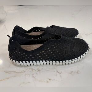 Ilse Jacobsen Black Perforated Slip-On Sneakers